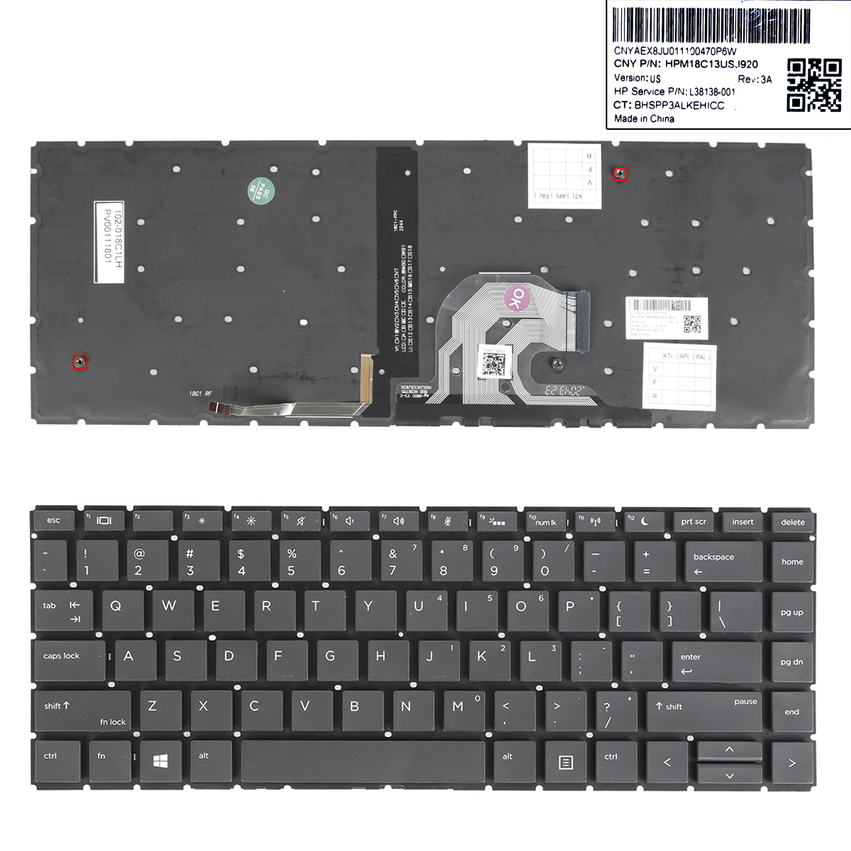 Picture of New Replacement Laptop Keyboard For HP ProBook 440 G6 445 G6 440 G7 445 G7 BLACK(Backlit,Without FRAME,win8) US Layout